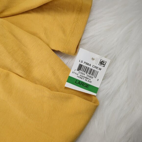 NWT CHARTER CLUB Women Top L(12-14) 100% Pima Cotton Yellow Pullover - Picture 10 of 10